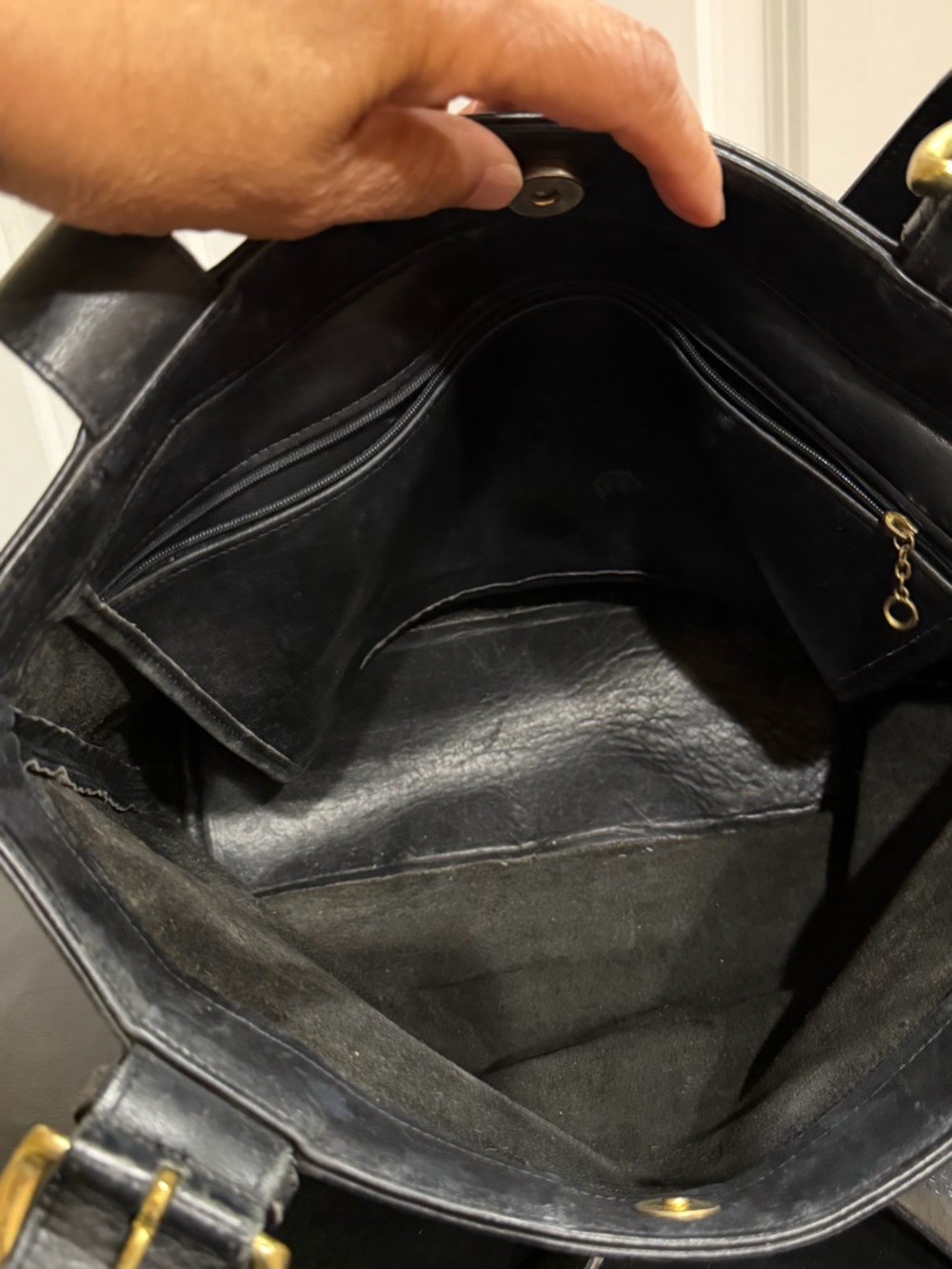 Coach vintage Lafayette Black Leather shoulder Tote with brass Buckle Strap 4140 - Picture 5 of 10